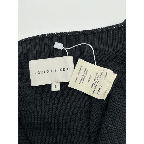 Loulou Studio 'Senna' Black Cotton Tank Top Size L - Picture 4 of 4